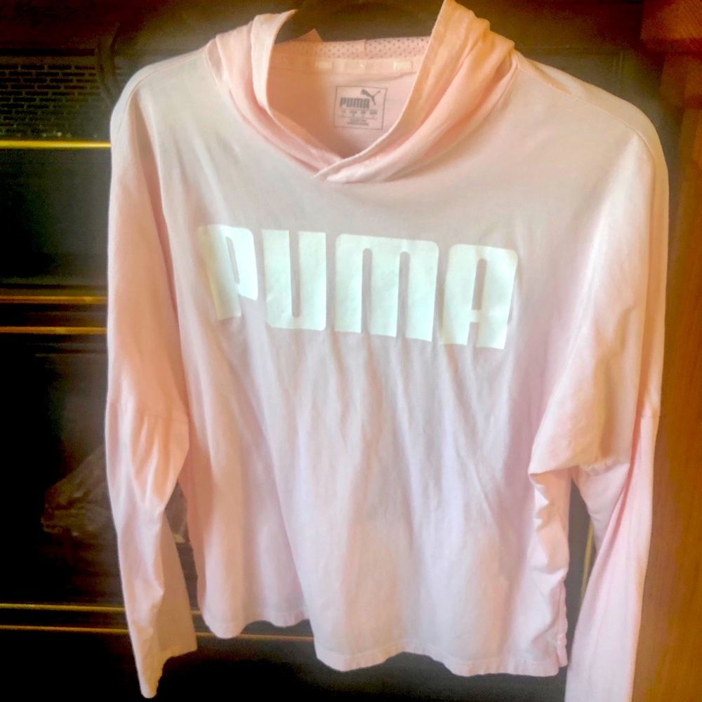 Puma Pink Long Cropped Hoodie Size L